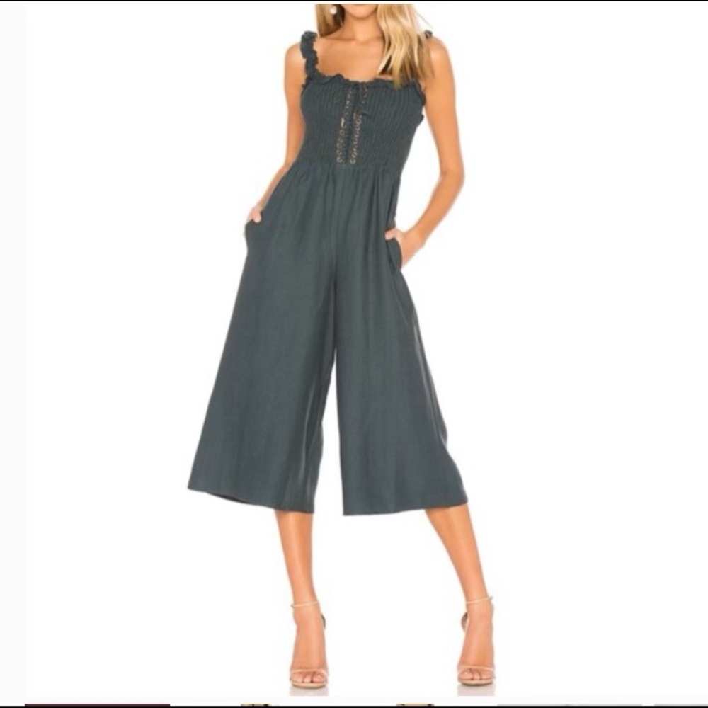 Elliat Smocked Tie Front Jumpsuit - Size XS